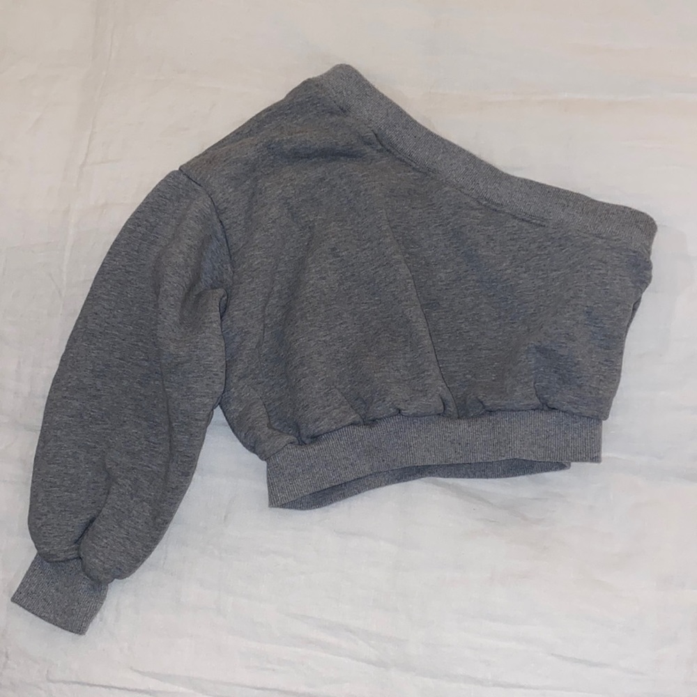 One Shoulder Gray Hoodie